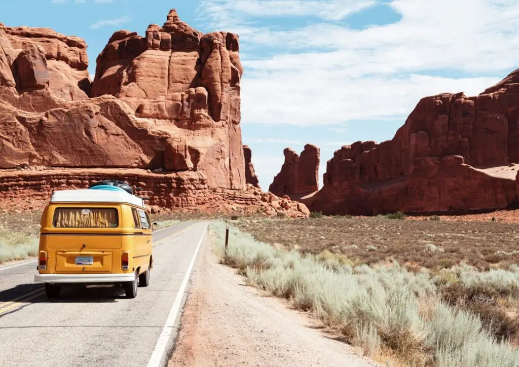Digital resource guide for full time rvers, writers, digital nomads, and mobile teleworkers - 2025 7 yellow Volkswagen van on road